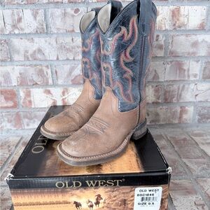 Old West Boys Cowboy Boots - Brown and Black BSC 1846